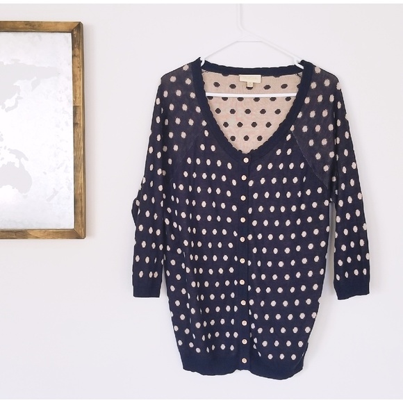 Modcloth Sweaters - Modcloth Navy Polka Dot Cardigan